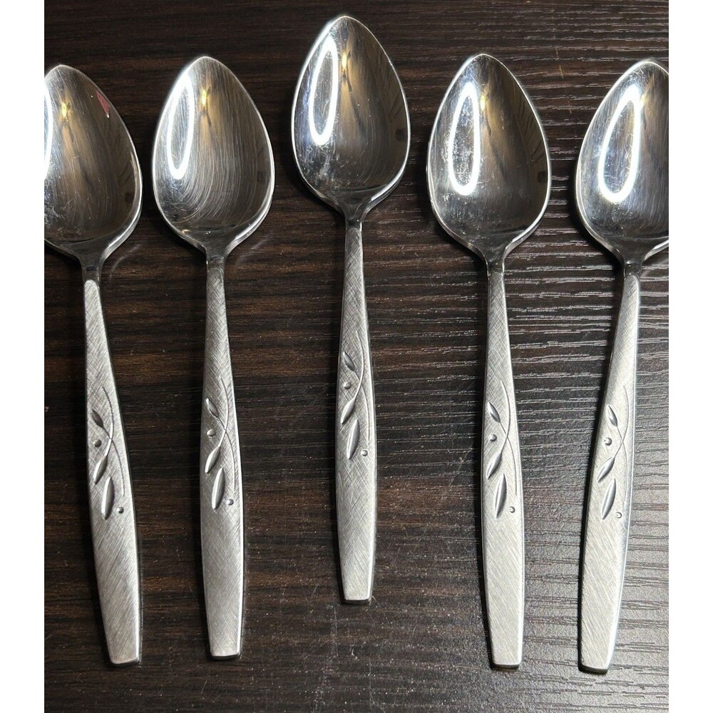 Vtg Oneida Will O Wisp Stainless Steel Teaspoons Set of 5 Flatware Replacements
